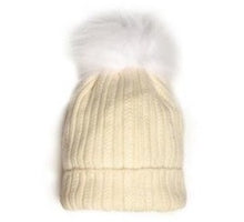 Load image into Gallery viewer, Ski Hat with Detachable PomPom - Natural White