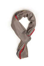 Load image into Gallery viewer, Taupe / Red-Blue Shawl